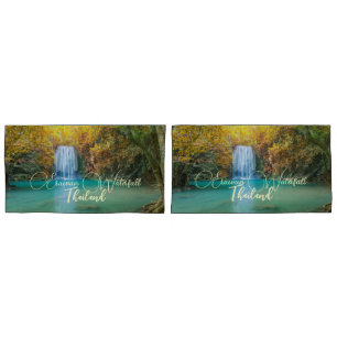 Fall View of Erawan Waterfall Thailand Pillowcase
