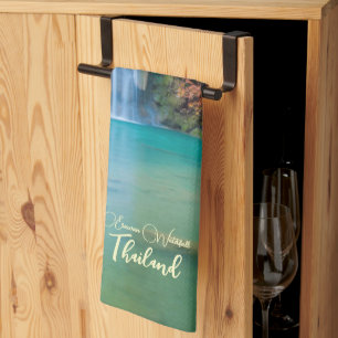 Fall View of Erawan Waterfall Thailand Tea Towel