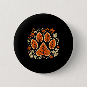 Fall Vine Leaf Dog Paw Print Autumn Maple Leaf Tha 6 Cm Round Badge