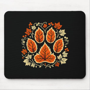 Fall Vine Leaf Paw Halloween Dog Paw Autumn Mouse Pad