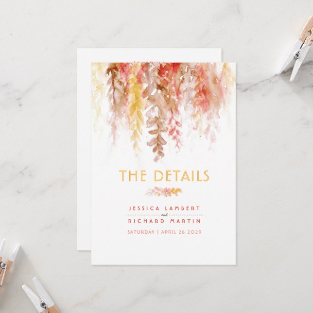 Fall vines wedding details information (Front/Back In Situ)