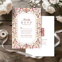 Fall Vintage Botanical Floral QR code Wedding
