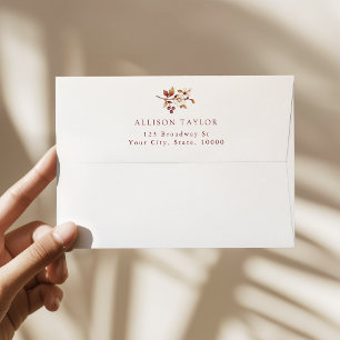 Fall Vintage Botanical Return Address Wedding Envelope