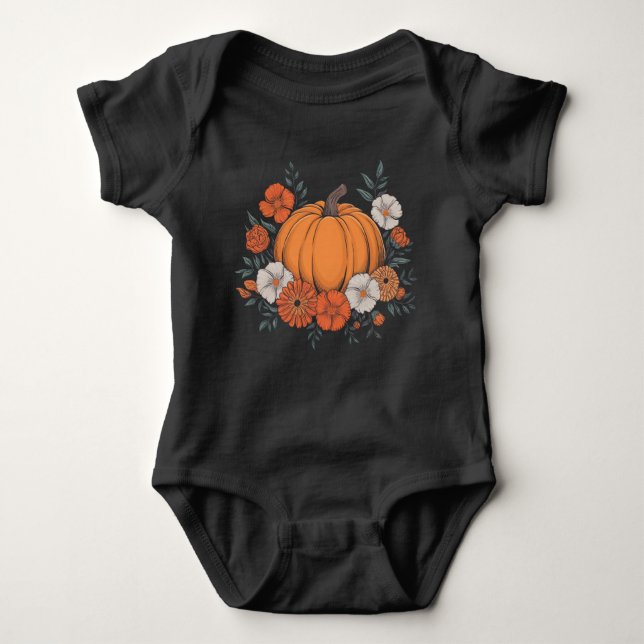 Fall Vintage Pumpkin Autumn Thanksgiving Baby Bodysuit (Front)