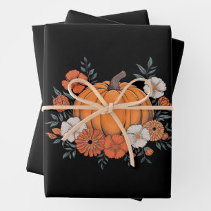 Fall Vintage Pumpkin Autumn Thanksgiving Wrapping Paper Sheet