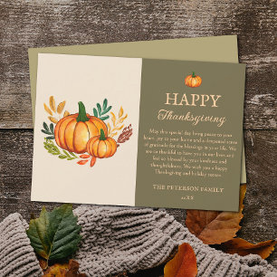 Fall Vintage Pumpkin Happy Thanksgiving Card
