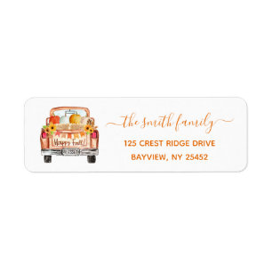 Fall Vintage Truck Return Address Label