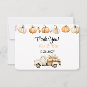Fall Vintage Truck with Pumpkins Thank You Cards