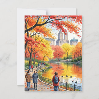 Fall Walk In The Park Postcard