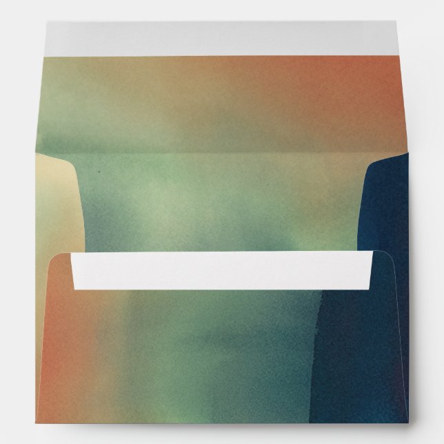 Fall Washes Watercolor Abstract Elegant Wedding Envelope (Back (Bottom))