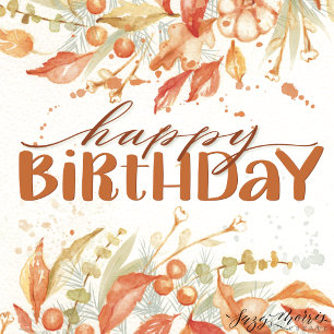 Fall Watercolor 5 x 7 Birthday Card