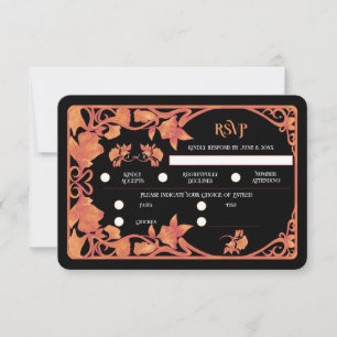 Fall Watercolor Art Nouveau Wedding RSVP Card
