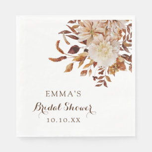 Fall Watercolor Botanical Bridal Shower Napkin