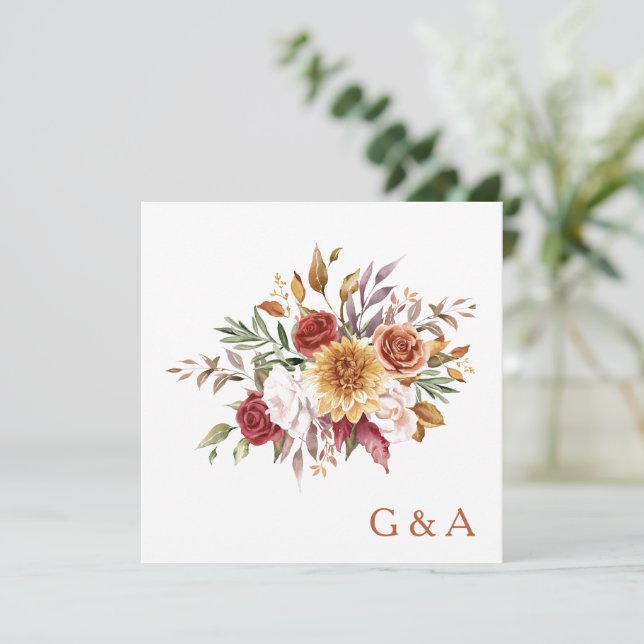 Fall Watercolor Botanical  Thank You Card (Standing Front)