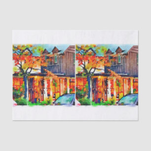 Fall Watercolor fire colour decoupage mixed media Tissue Paper