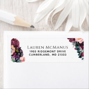 Fall Watercolor Floral and Eucalyptus Address Return Address Label