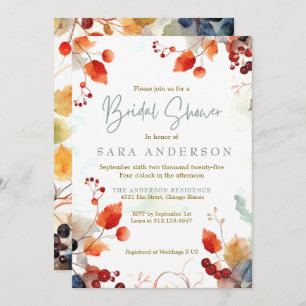 Fall Watercolor Floral Bridal Shower Invitation