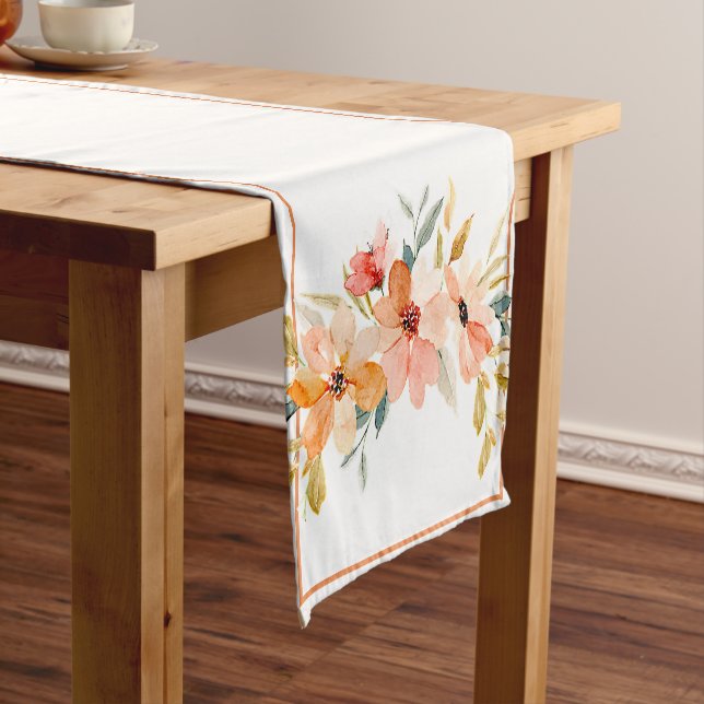 Fall watercolor floral  short table runner (In Situ)