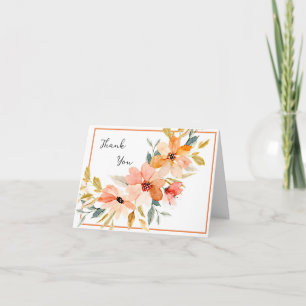 Fall watercolor floral Thank You Card