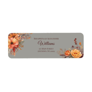 Fall Watercolor Floral Wedding Return Address Return Address Label