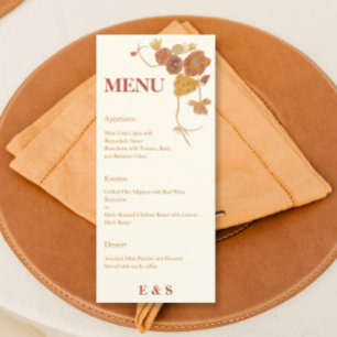 Fall Watercolor flowers wedding Menu