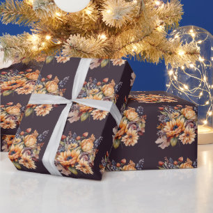 Fall Watercolor Flowers-Wrapping Paper