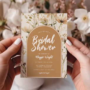 Fall Watercolor Golden Wildflower Bridal Shower  Invitation