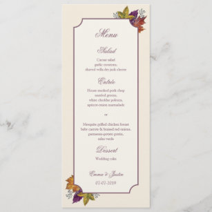 Fall Foliage Wedding Menus Zazzle Com Au