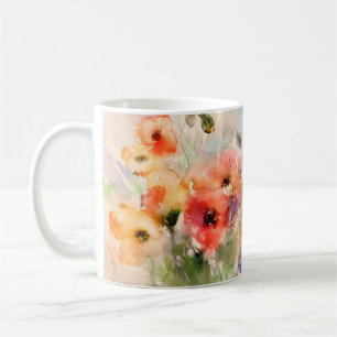 Fall watercolor poppies coffee mug