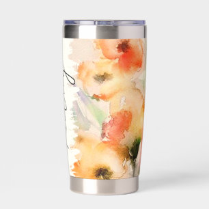 Fall watercolor poppies personalised insulated tumbler