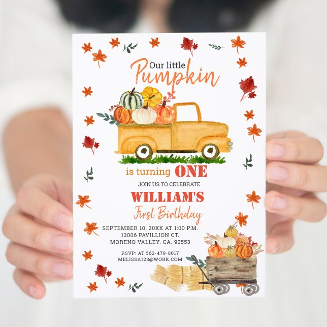 Fall Watercolor pumpkin birthday invitation (Creator Uploaded)
