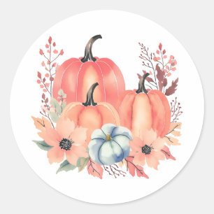 Fall Watercolor Pumpkin Boho Classic Round Sticker