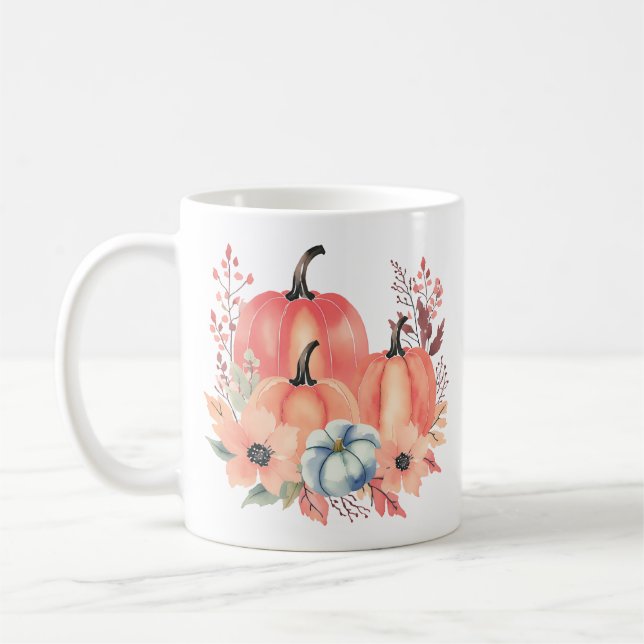 Fall Watercolor Pumpkin Boho  Coffee Mug (Left)