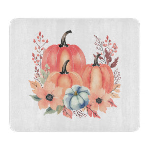 Fall Watercolor Pumpkin Boho Cutting Board