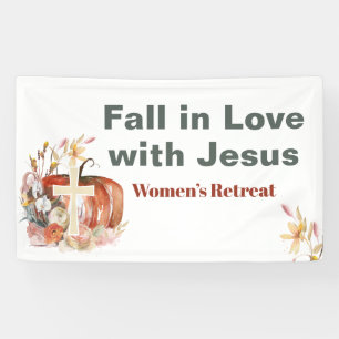 Fall Watercolor Pumpkin & Cross Women's Ministry Banner