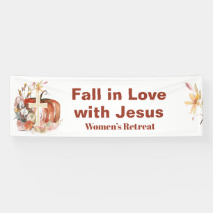 Fall Watercolor Pumpkin & Cross Women's Ministry Banner