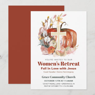 Fall Watercolor Pumpkin & Cross Women's Ministry Invitation