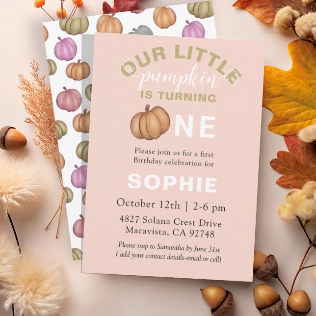 Fall Watercolor Pumpkin First Birthday Invitation (Creator Uploaded)