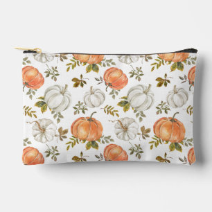Fall Watercolor Pumpkin Pattern Accessory Pouch