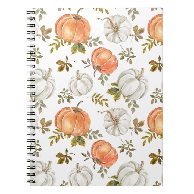 Fall Watercolor Pumpkin Pattern Notebook (Front)