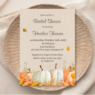 Fall Watercolor Pumpkins Bridal Shower Invitation