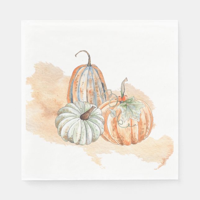 Fall Watercolor Pumpkins Napkin (Front)