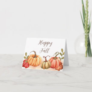 Fall watercolor pumpkins with customisable text card