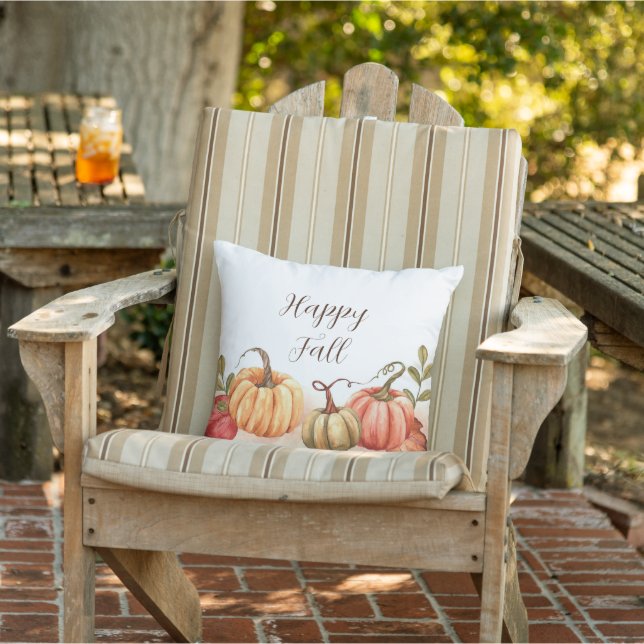 Fall watercolor pumpkins with customisable text cushion (Chair)