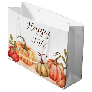 Fall watercolor pumpkins with customisable text  large gift bag