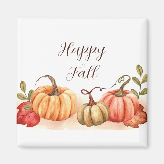 Fall watercolor pumpkins with customisable text  magnet (Front)