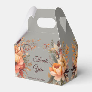 Fall Watercolor Rustic Floral Thank You Wedding  Favour Box