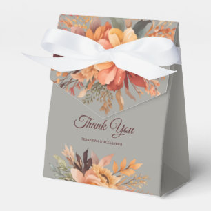 Fall Watercolor Rustic Floral Thank You Wedding  Favour Box