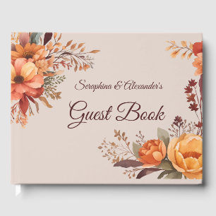Fall Watercolor Rustic Floral Wedding  Guest Book