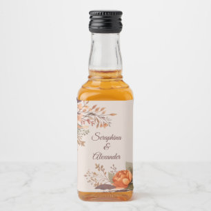 Fall Watercolor Rustic Floral Wedding Liquor Bottl Bottle Label